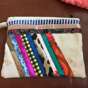 Boho handmade hippie patchwork hands free wristlet makeup phone festival bag
